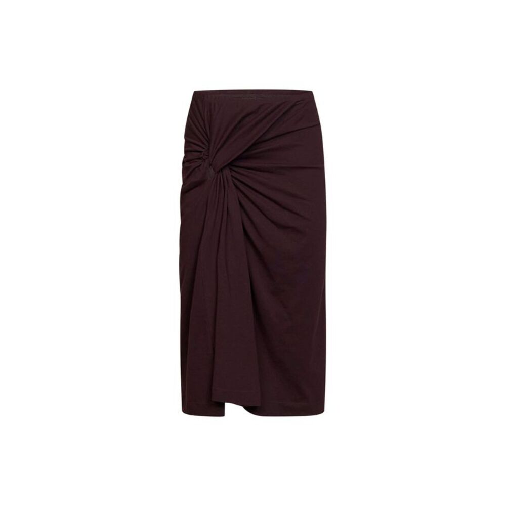 Dries Van Noten Women Burgundy Cotton Jersey Hemellana Twisted Midi Skirt